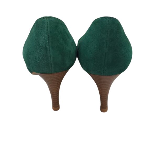 Sezane Heels Suede Bow Peep Toe Shoes Leather Classic FR 37 - Picture 5 of 11